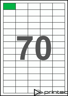 38×20мм Самоклеючий папір А4, 70 Етикеток на листі, Упаковка 100 листів