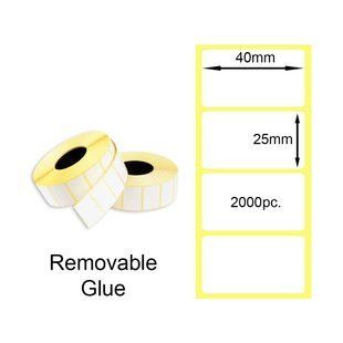Термоетикетка легкозйомна 40х25 мм 2000шт. Removable Glue Direct Thermal Labels, Термоэтикетка легкосъемная 40х25 мм 2000pc. Removable Glue Direct Thermal Labels