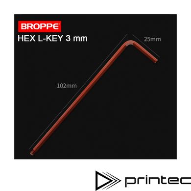 Ключ шестигранний 3 мм Г-подібний BROPPE Hex 102*25мм