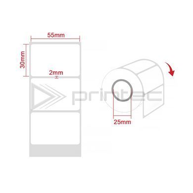 Термо-поліпропіленова етикетка 55x30 мм 1000шт., (Thermo-Polypropylene Labels)