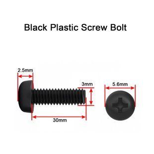 Пластиковий болт М3 30мм із внутрішнім шліцом PH, Чорний нейлоновий болт M3*30 Nylon