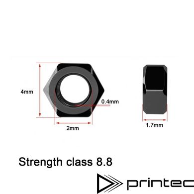 Гайка М2 клас міцності 8.8, шестикутна, стандарт DIN 934, M2 8.8 Nut