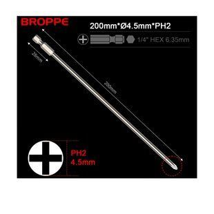Біта PH2 L=200мм &Oslash;4.5 для шуруповерта та гайковерта посилена 1/4" HEX BROPPE