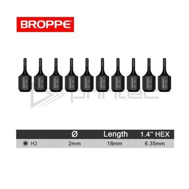 Біта H2 шестигранна коротка L=18мм посилена S2 BROPPE 1/4" HEX