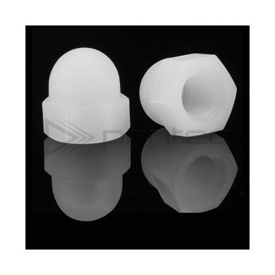 Пластиковая гайка колпачковая М4 Белая нейлоновая с колпачком M4 White plastic nut with cap
