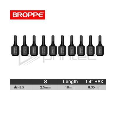 Біта H2.5 шестигранна коротка L=18мм посилена S2 BROPPE 1/4" HEX