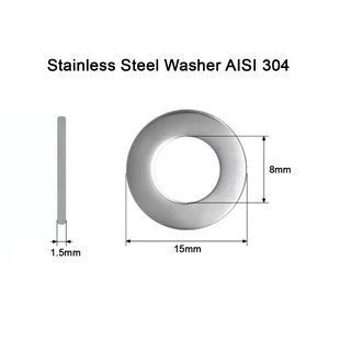 Нержавіюча шайба M8 DIN 125 сталь A2 M8x15x1.5 Stainless Steel Washer AISI 304