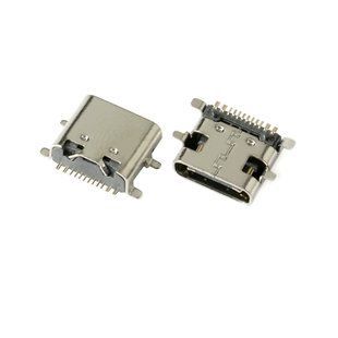 Чорний USB Type-C 16P горизонтальний із 4 фіксаторами роз&rsquo;єм зарядки, гніздо на плату