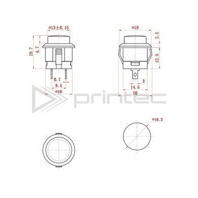 Кнопка R13-507 картриджная желтая 16мм, без фиксации