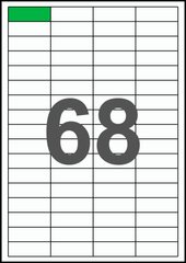 48×16,6мм Самоклеючий папір А4, 68 Етикеток на листі, Упаковка 100 листів