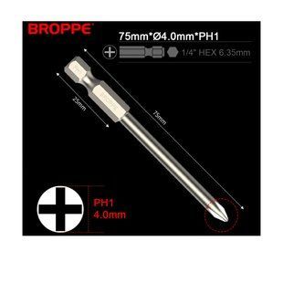 Біта PH1 L=75мм &Oslash;4.0 для шуруповерта та гайковерта посилена 1/4" HEX BROPPE