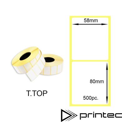 Термоетикетка 58x80мм 500шт. Т.ТОП (T.TOP Thermal Labels) Термоэтикетка 58х80мм 500шт. Т.ТОП (T.TOP Thermal Labels)