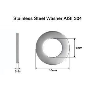 Нержавіюча шайба M8 DIN 125 сталь A2 M8x16x0.5 Stainless Steel Washer AISI 304