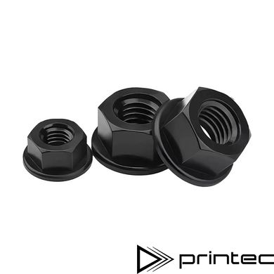 Пластикова фланцева гайка М4 Чорна нейлонова шестикутна з фланцем M4 Black plastic nut with flange