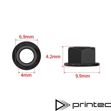 Пластиковая фланцевая гайка М4 Черная нейлоновая шестиугольная с фланцем M4 Black plastic nut with flange