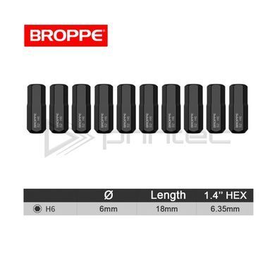 Біта H6 шестигранна коротка L=18мм посилена S2 BROPPE 1/4" HEX