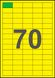 38×20мм ЖОВТИЙ Самоклеючий папір А4, 70 Етикеток на листі, Упаковка 100 листів