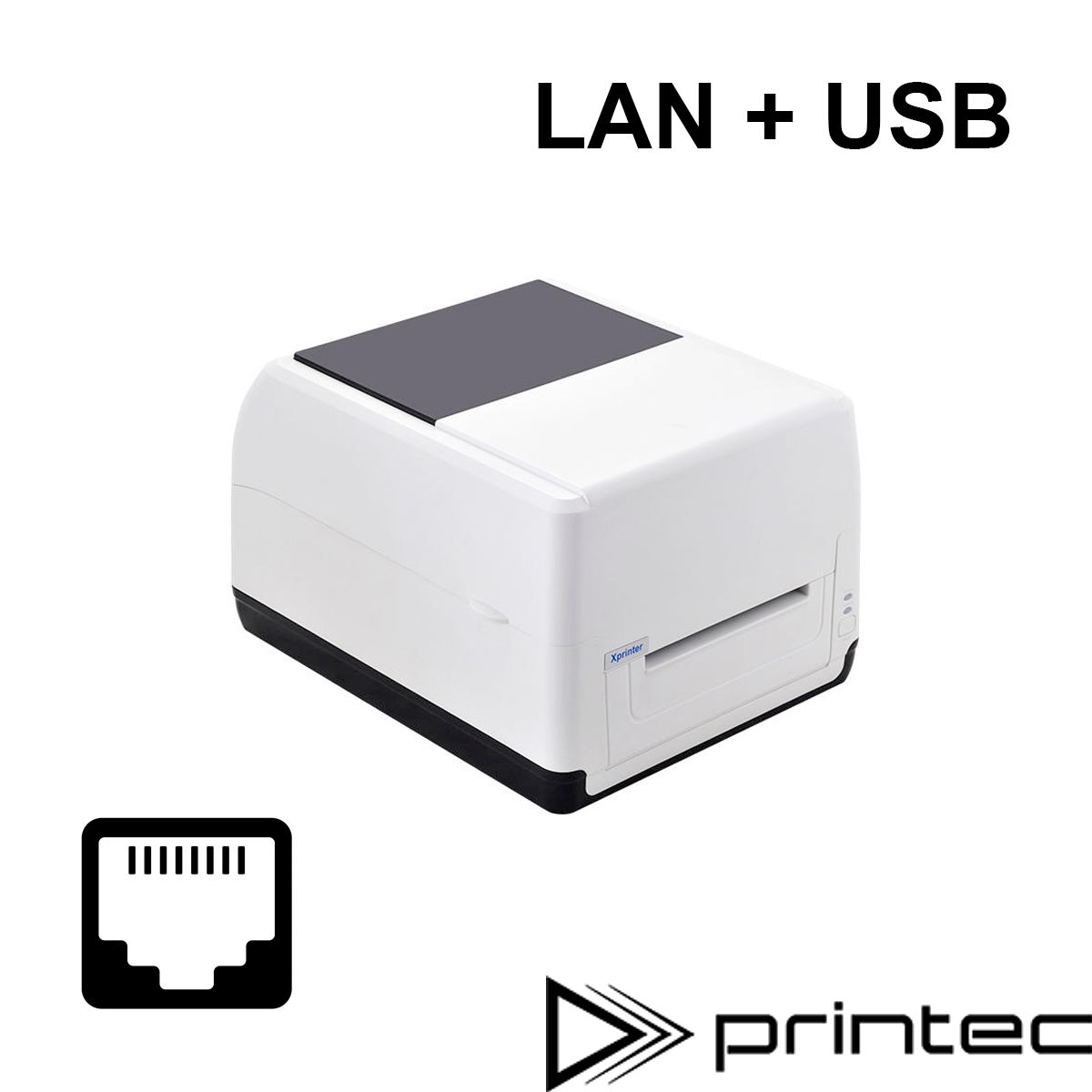 Термотрансферный принтер этикеток Xprinter XP-T451B LAN (Ethernet) + USB