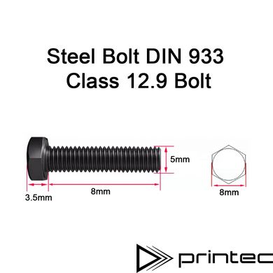 Болт M5 високоміцний 12.9 з шестигранною головкою і повною різьбою DIN 933 M5x8 Class 12.9 Bolt