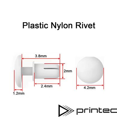 Пластикова заклепка для отворів 2мм L=2.4мм Біла нейлонова R2024