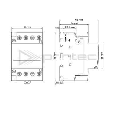 Модульный контактор 63А 4НО GEYA GYHC-63 3P+N 4NO 220В / 380В