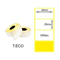 Жовта термоетикетка 40x25 мм 2000шт. YELLOW Т.ЕКО (T.ECO Thermal Labels)
