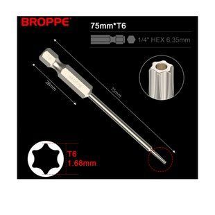 Біта T6 TORX BROPPE L=75мм посилена 1/4" HEX
