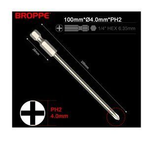 Біта PH2 L=100мм &Oslash;4.0 для шуруповерта та гайковерта посилена 1/4" HEX BROPPE
