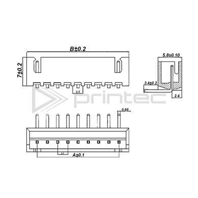 Розъем XH2.54 5P папа, угловой, 2.54мм, 5 PIN