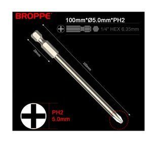 Біта PH2 L=100мм &Oslash;5.0 для шуруповерта та гайковерта посилена 1/4" HEX BROPPE