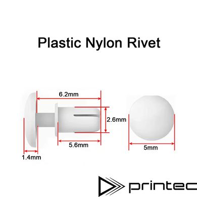 Пластикова заклепка для отворів 2.6мм L=5.6мм Біла нейлонова R2656
